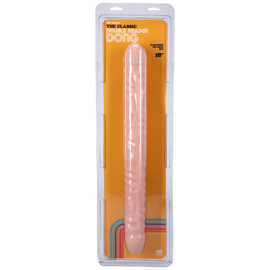 Dildo mit Doppelenden geädert Weiß 44,5 x Ø 4,1 cm