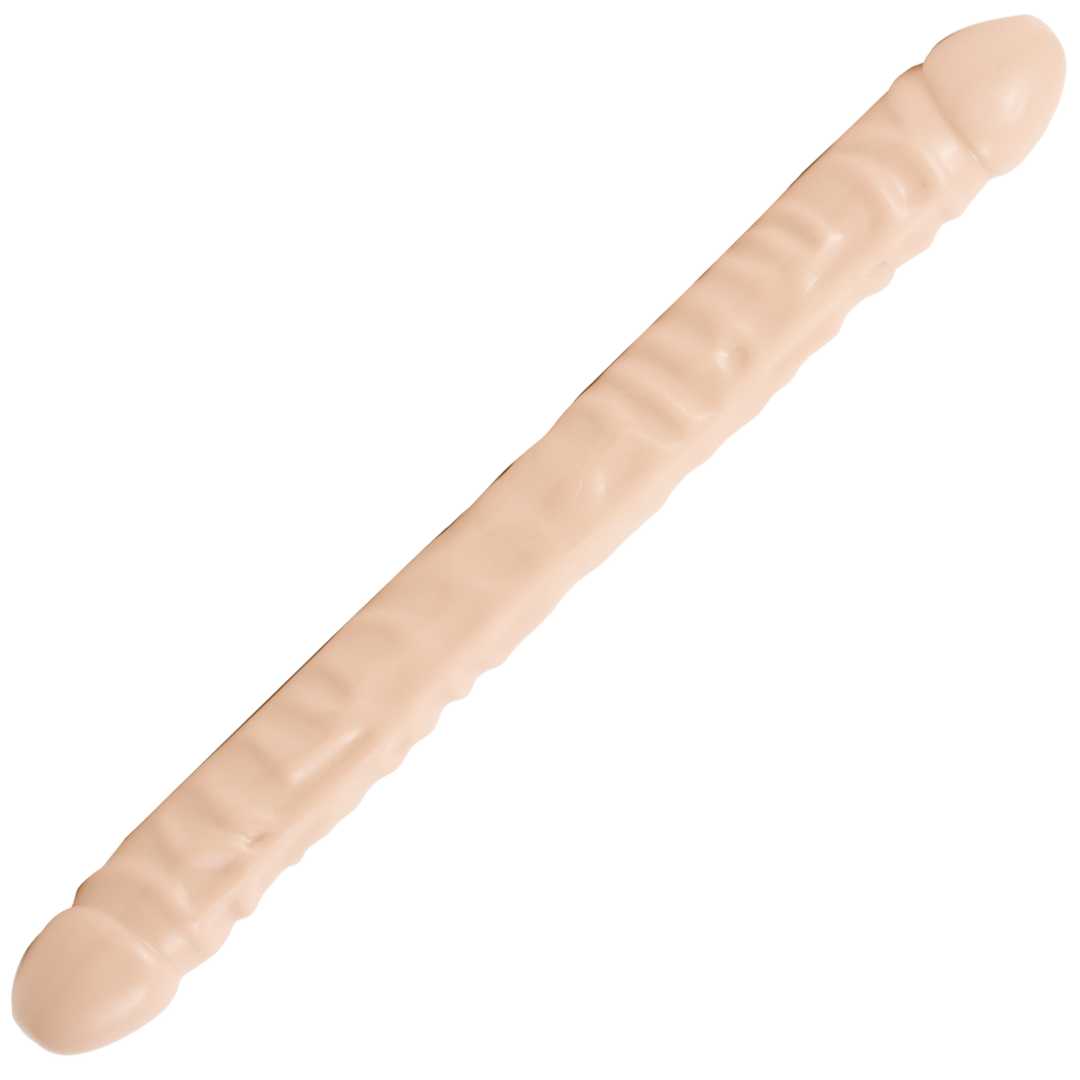 Dildo mit Doppelenden geädert Weiß 44,5 x Ø 4,1 cm