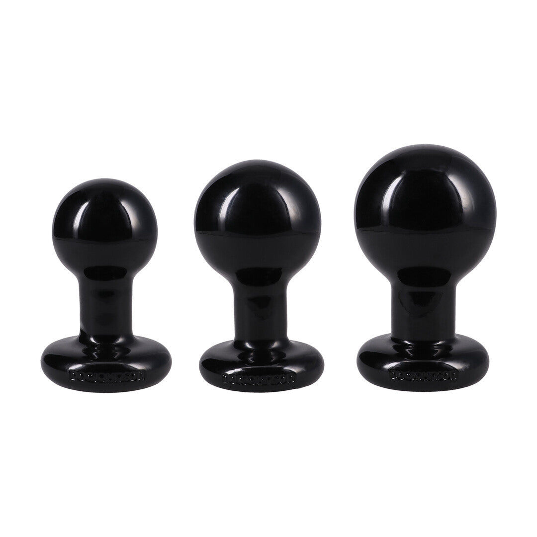 Analplug Classic rund 3-teiliges Set Schwarz 7,6 x Ø 4,8 cm