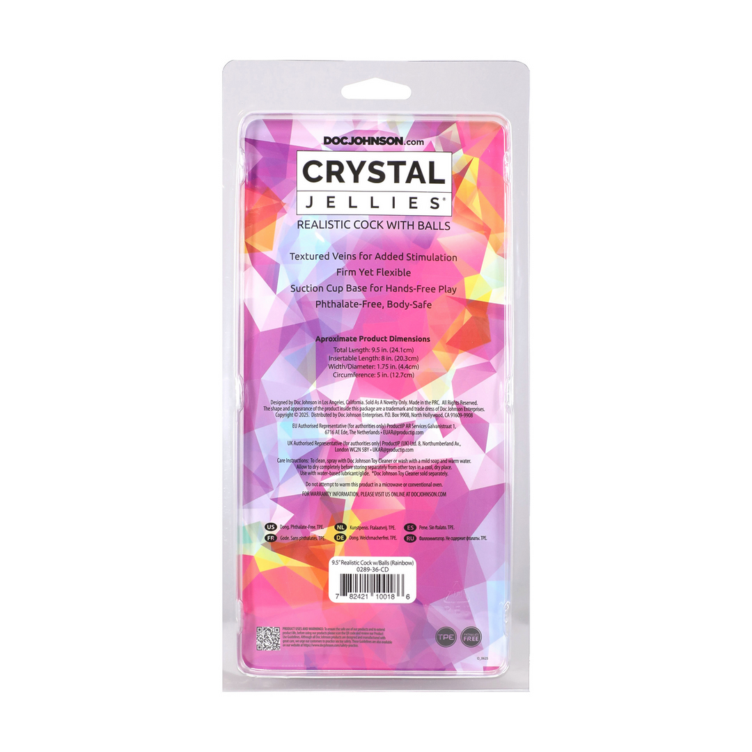 Realistischer Dildo mit Hoden Regenbogen 20,3 x Ø 4,1 cm
