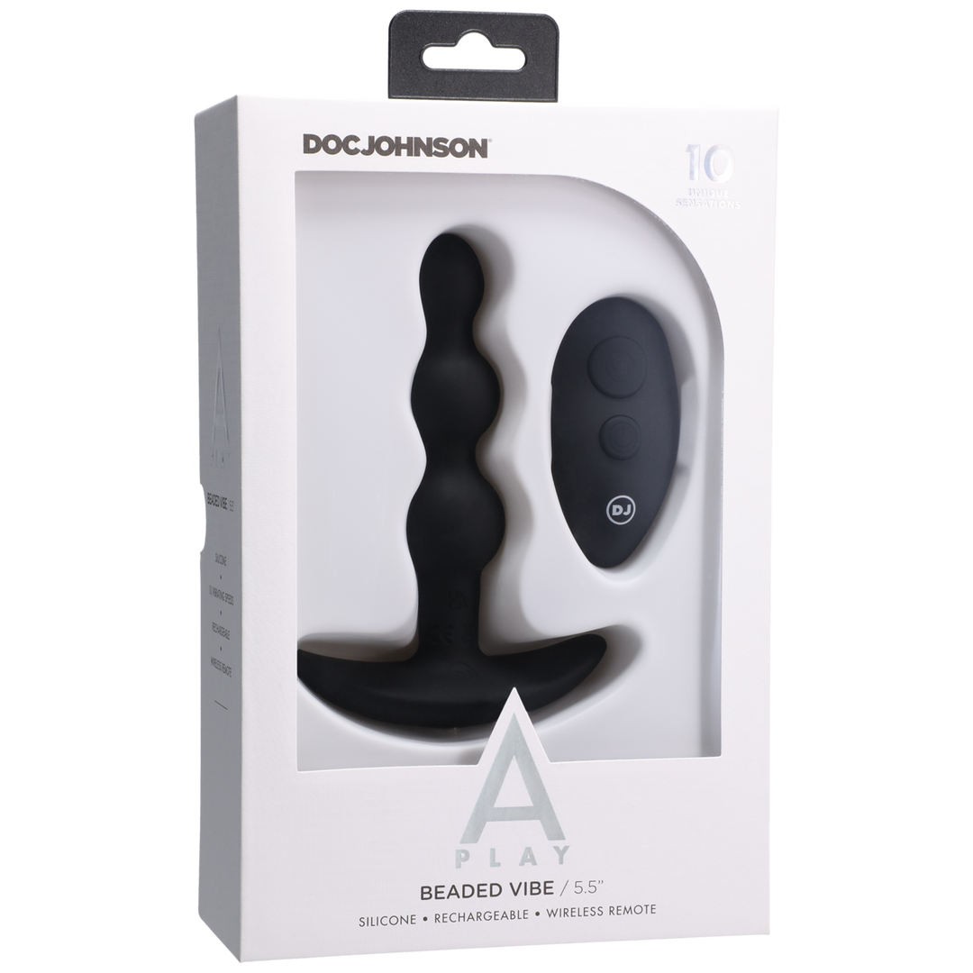 Analplug Vibe Silikon mit Perlen und Fernbedienung Schwarz 12,2 x Ø 3,2 cm