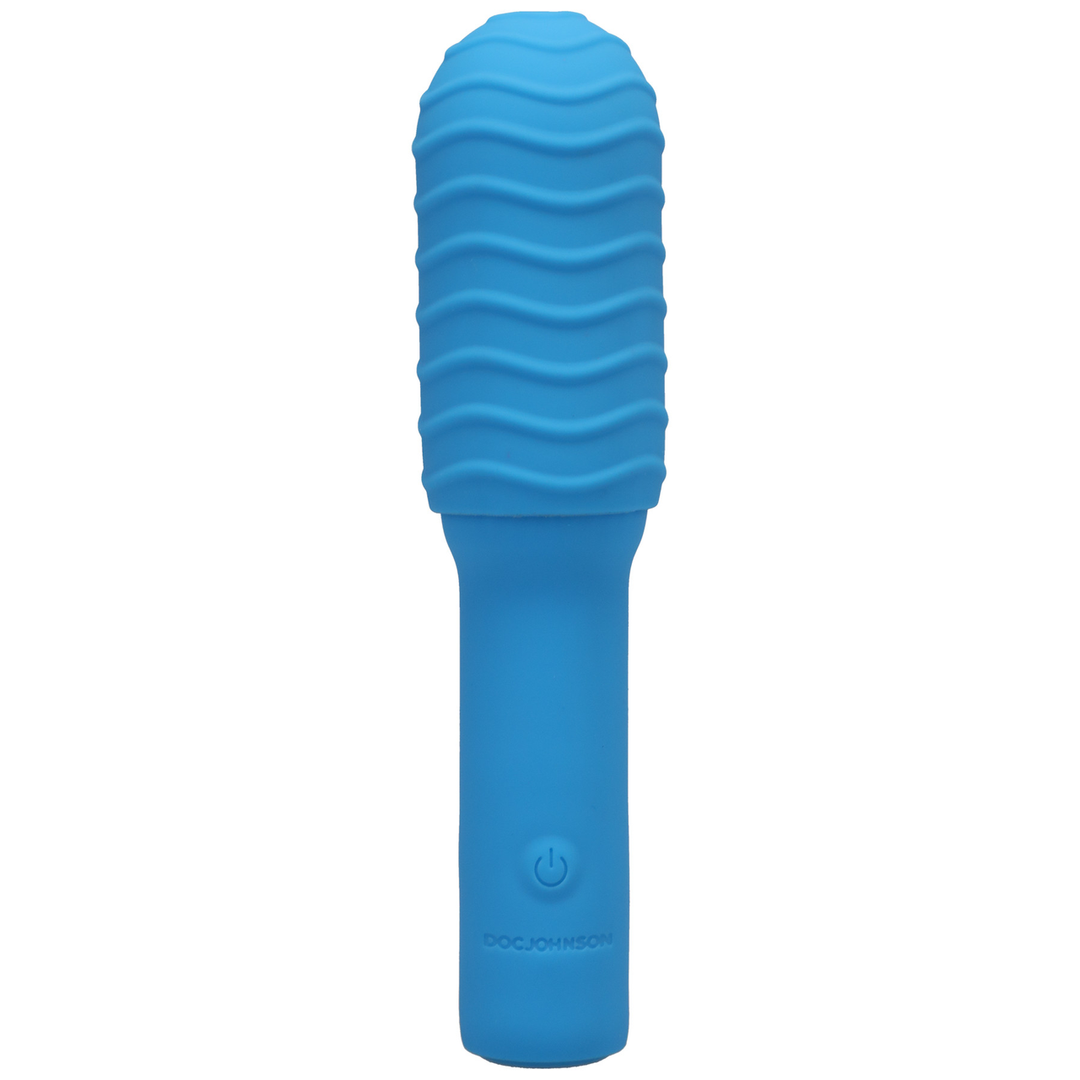 Vibrator Elite Mini mit wechselbarem Aufsatz Blau 12,5 x Ø 2,5 cm