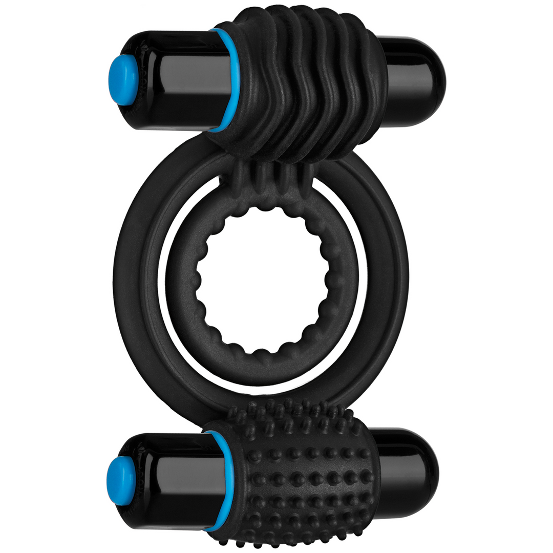 Penisring doppelt mit Vibration Schwarz 8,1 cm