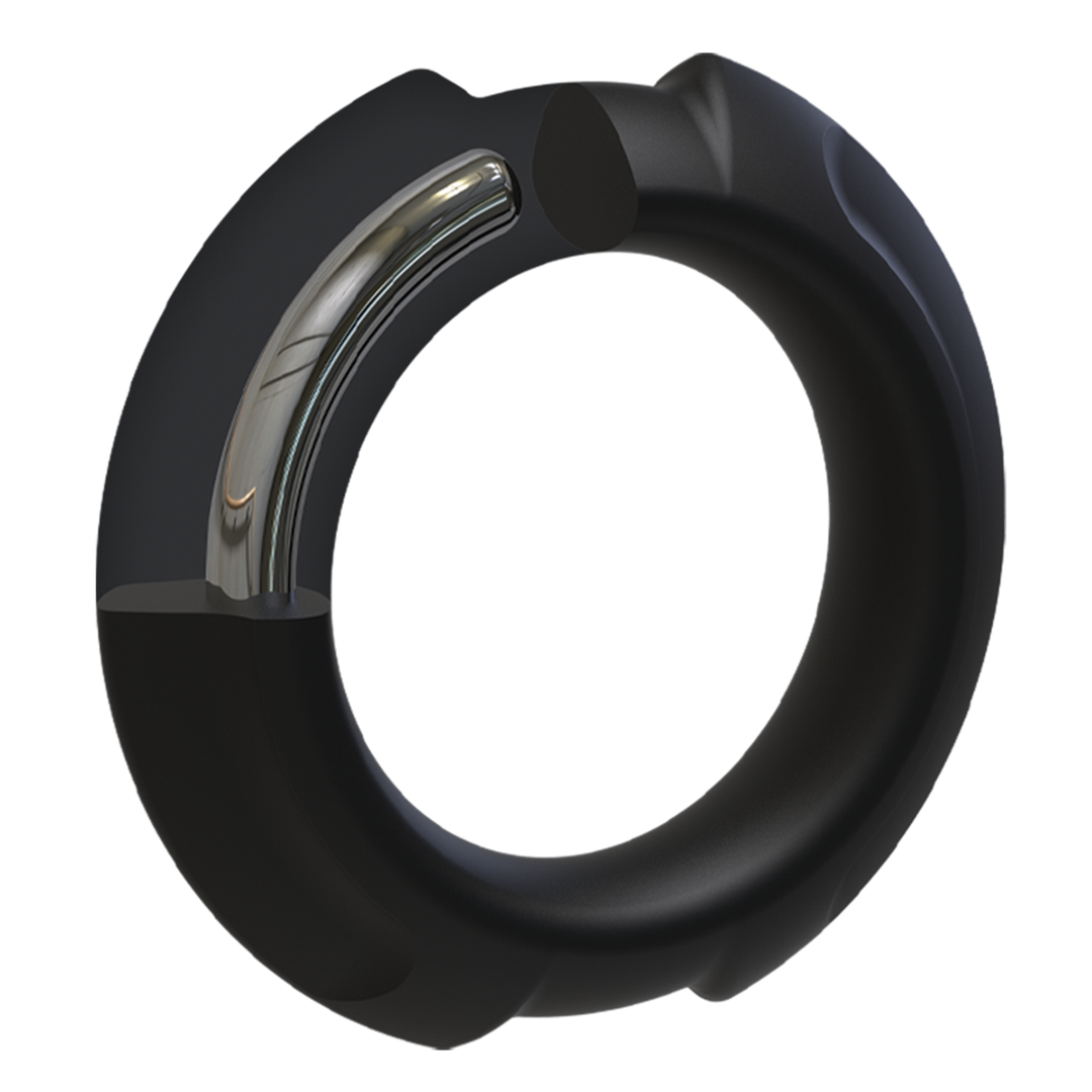 Penisring Flexisteel Silikon mit Metallkern Schwarz 43 mm
