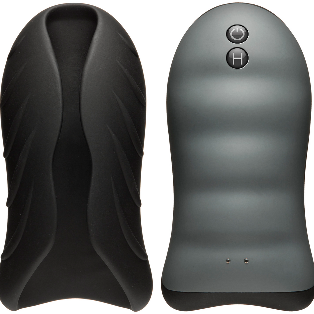 Masturbator Silikon mit Vibration und Wärmefunktion Schwarz 14 x Ø 7 cm