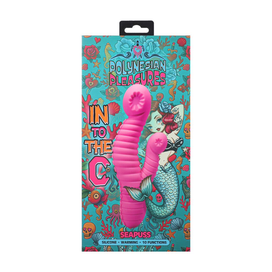 Rabbit-Vibrator Seapuss gerippt mit Wärmefunktion Violett 13 x Ø 4 cm