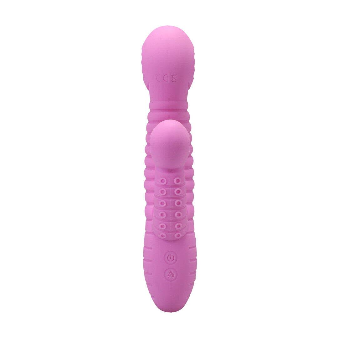 Rabbit-Vibrator Seapuss gerippt mit Wärmefunktion Violett 13 x Ø 4 cm