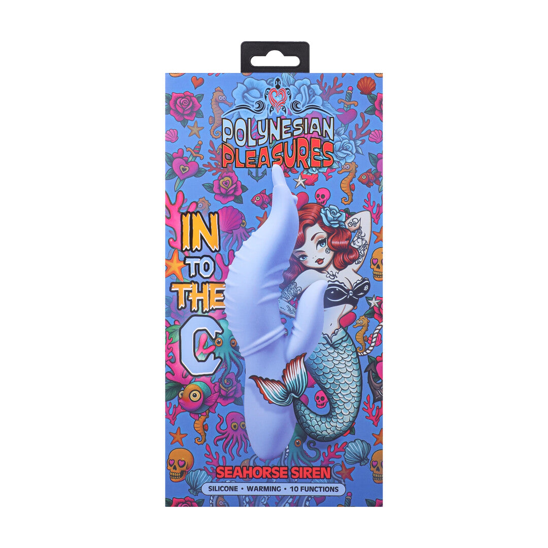 Rabbit-Vibrator Seahorse Siren gewellt mit Wärmefunktion Maui Blau 12,2 x Ø 4,8 cm