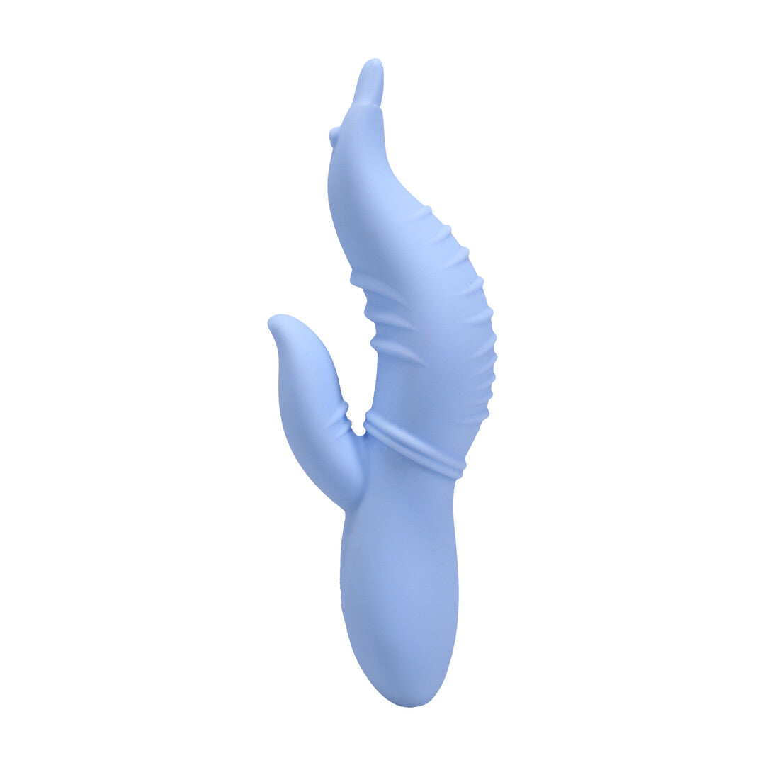 Rabbit-Vibrator Seahorse Siren gewellt mit Wärmefunktion Maui Blau 12,2 x Ø 4,8 cm