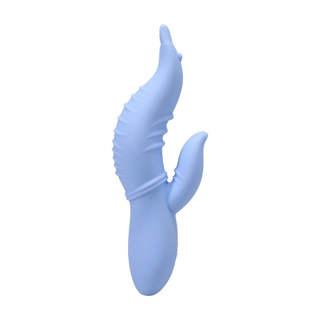 Rabbit-Vibrator Seahorse Siren gewellt mit Wärmefunktion Maui Blau 12,2 x Ø 4,8 cm
