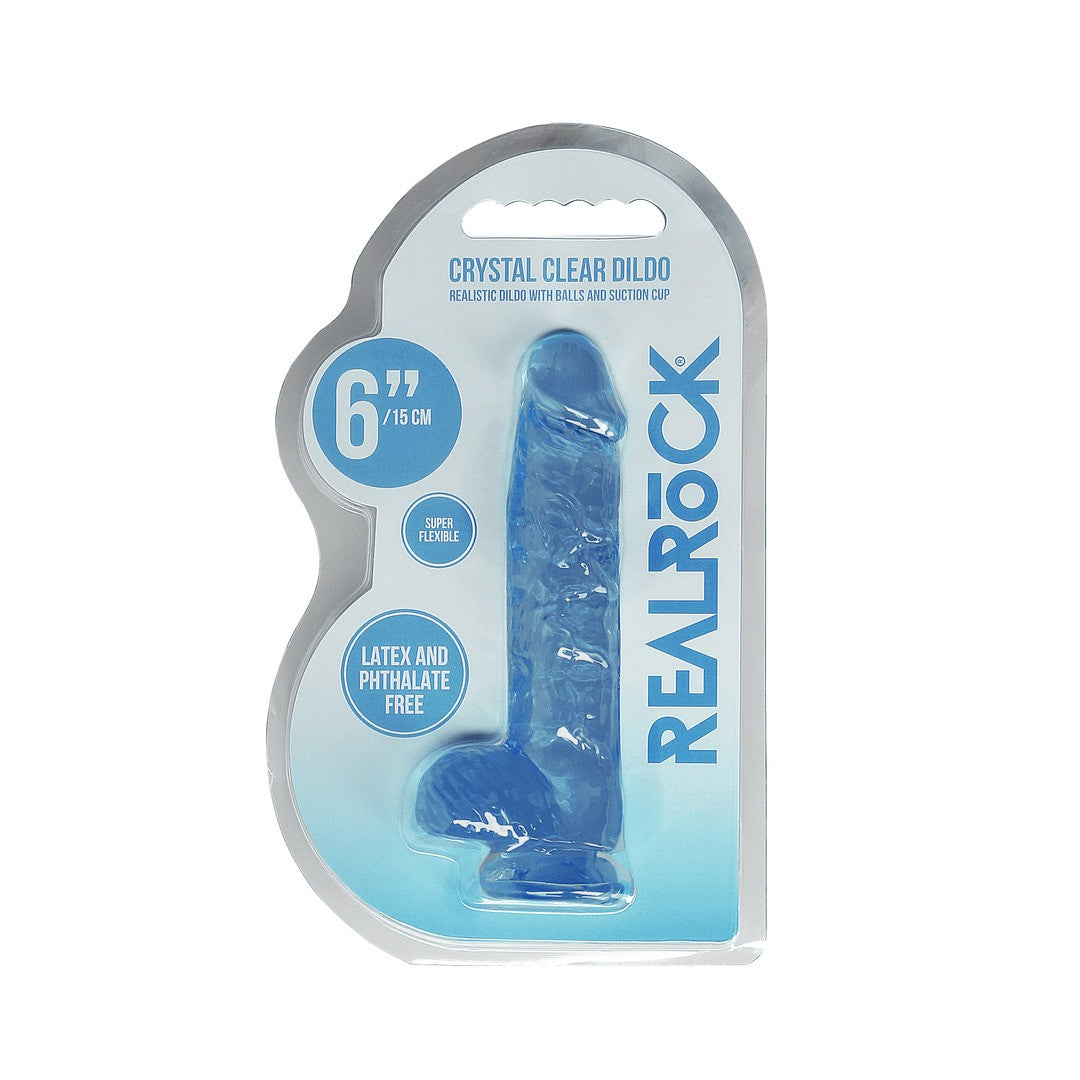 Realistischer Dildo mit Hoden Transparent Blau 12,5 cm