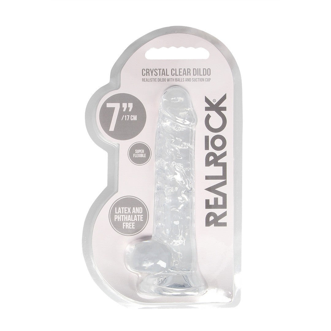 Realistischer Dildo mit Hoden Transparent 15 cm