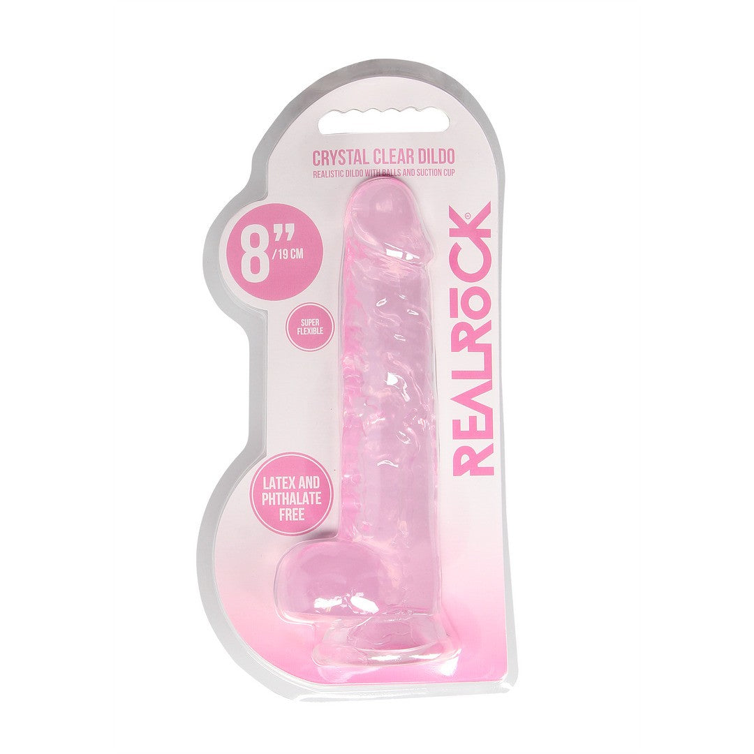 Realistischer Dildo mit Hoden Rosa 16 cm