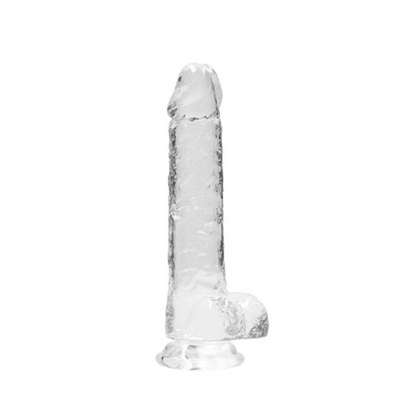 Realistischer Dildo mit Hoden Transparent 16 cm