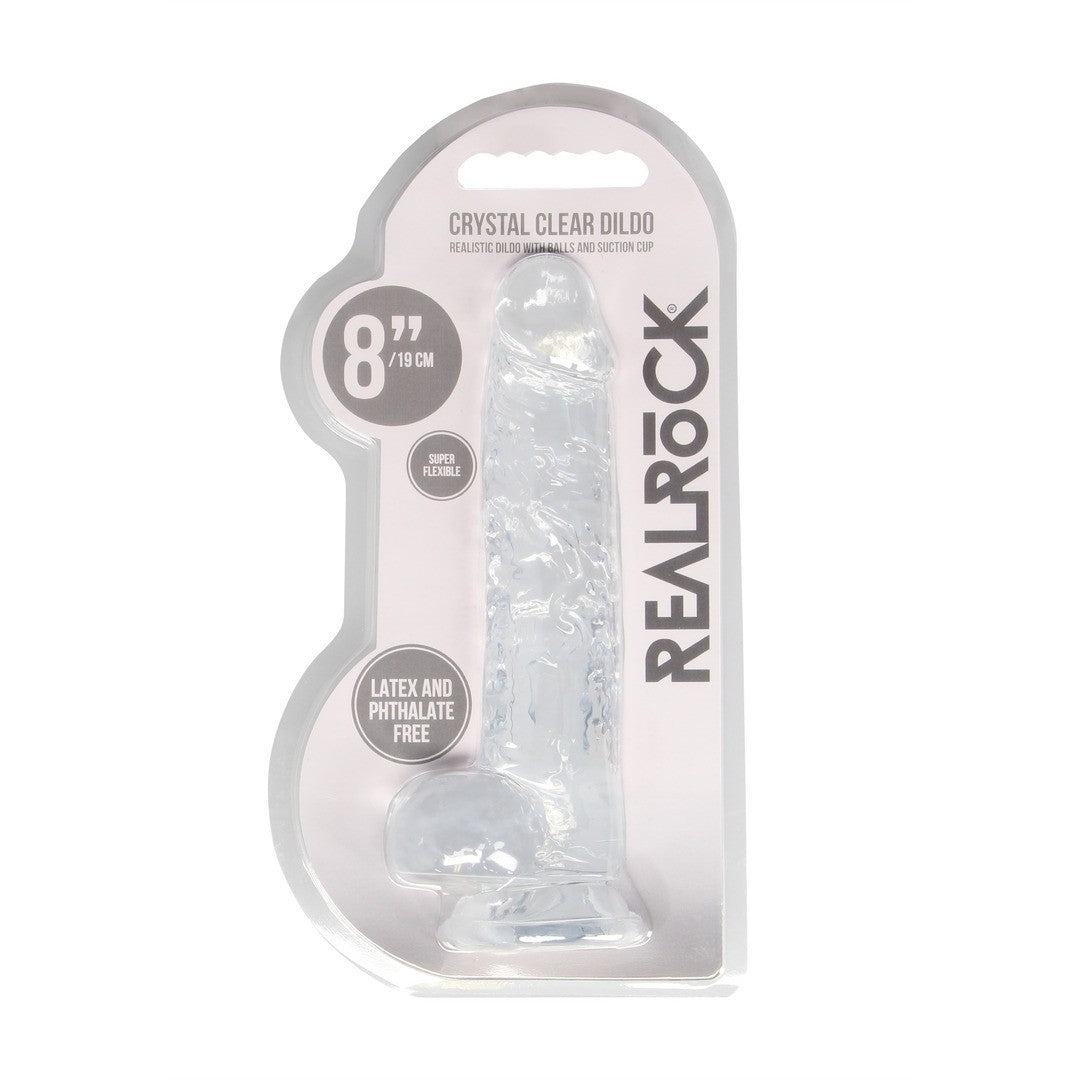 Realistischer Dildo mit Hoden Transparent 16 cm