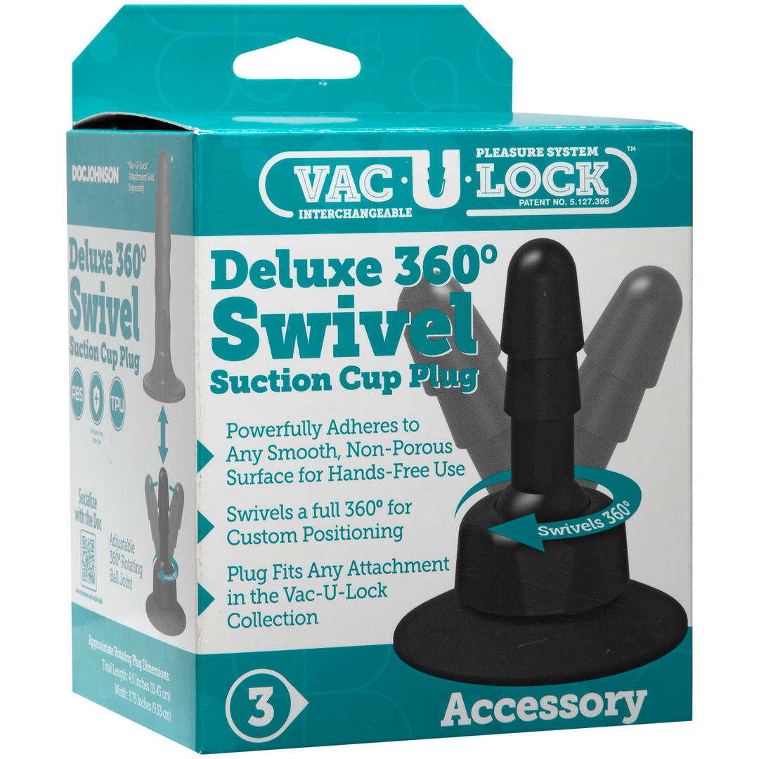 Analplug Deluxe 360 drehbar mit Saugfuß 2-teilig Schwarz 11,4 x Ø 9,5 cm