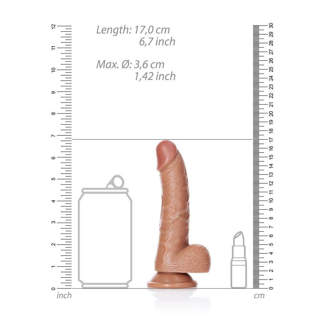 Realistischer Dildo gebogen mit Hoden und Saugnapf 15,5 cm