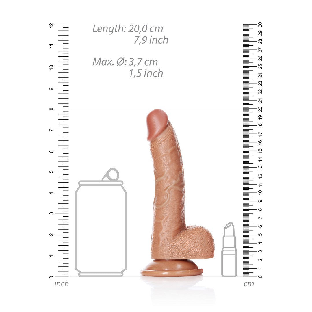 Realistischer Dildo gebogen mit Hoden und Saugnapf 18 cm
