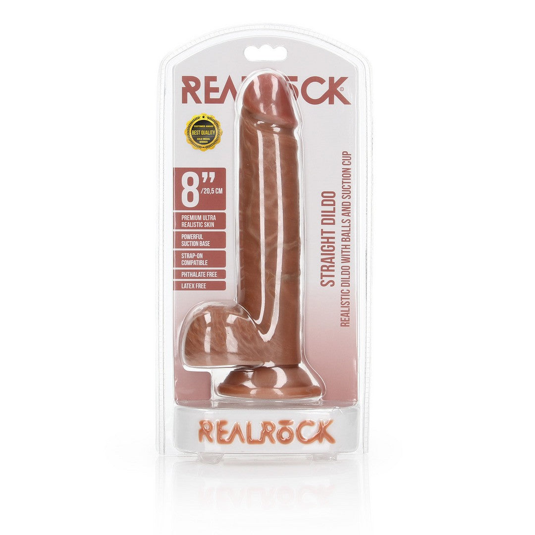 Realistischer Dildo gerade mit Hoden und Saugnapf 20,5 cm