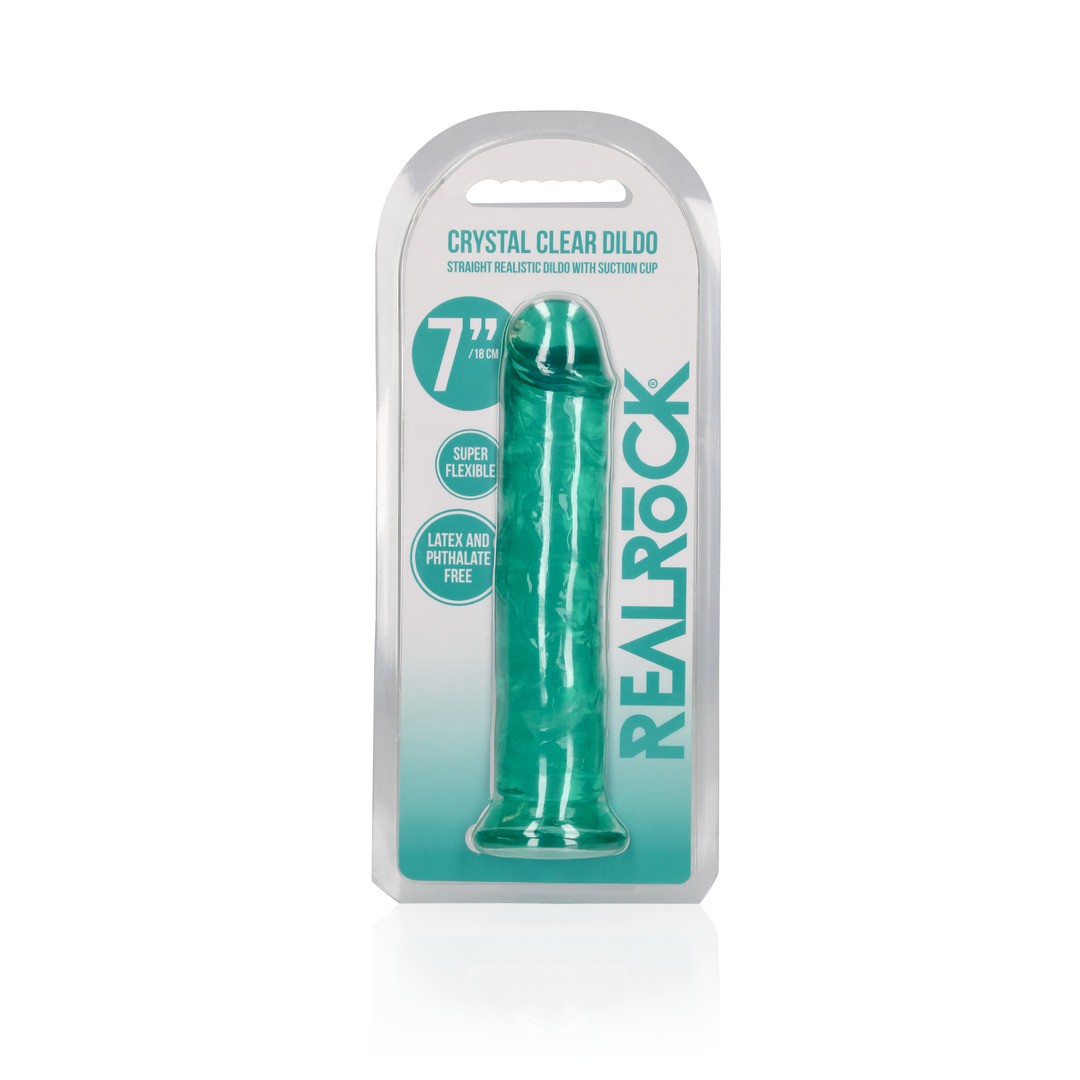 Realistischer Dildo gerade mit Saugnapf Transparent Grün 18 cm