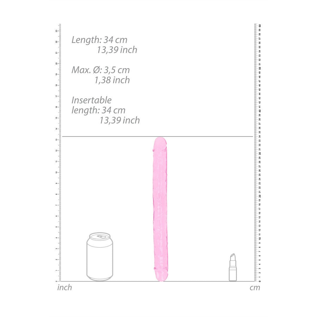 Doppeldildo Crystal Clear Transparent Rosa 34 cm