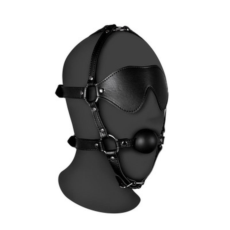 Kopfharness mit Augenmaske und Ballknebel Schwarz