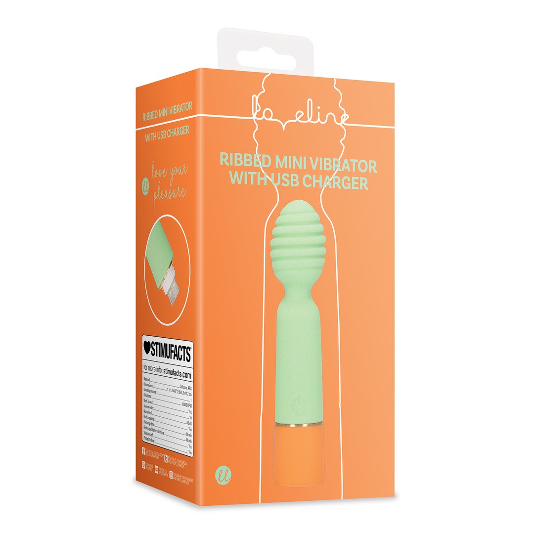 Mini-Vibrator gerippt mit USB-Ladekabel Orange