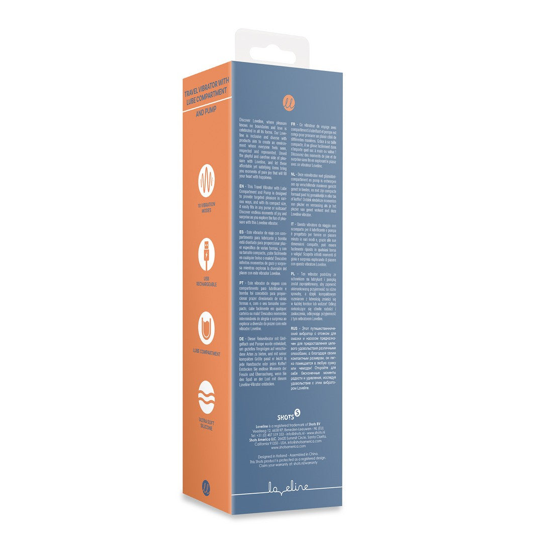 Reise-Vibrator mit Gleitgel-Fach und Pumpe Blau