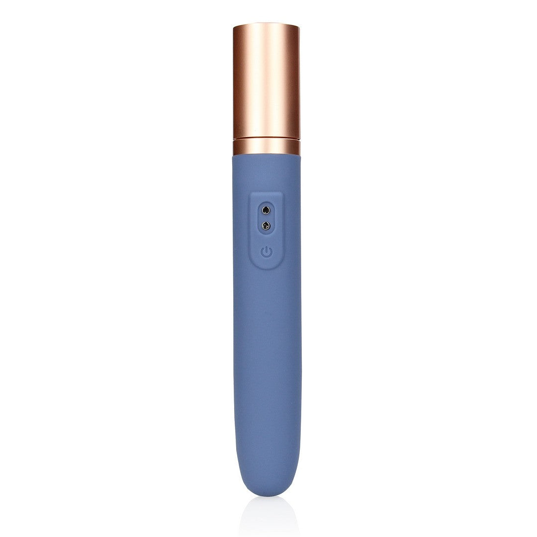 Reise-Vibrator mit Gleitgel-Fach und Pumpe Blau