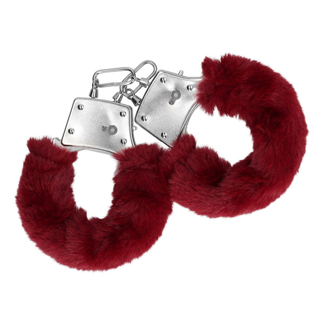 Handschellen aus Metall mit Plüsch Rot