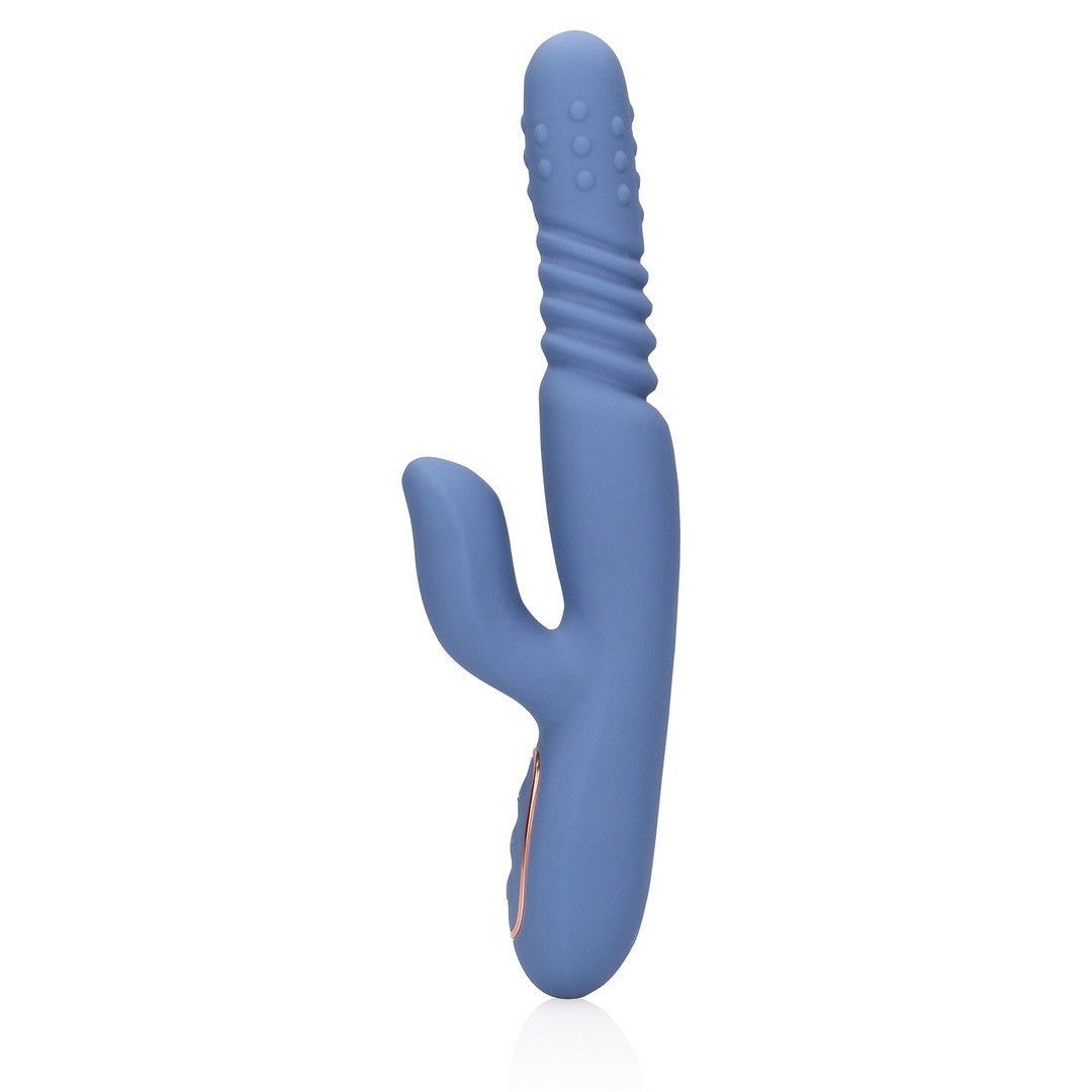 Rabbit-Vibrator mit rotierenden Perlen und Stoßfunktion Blau
