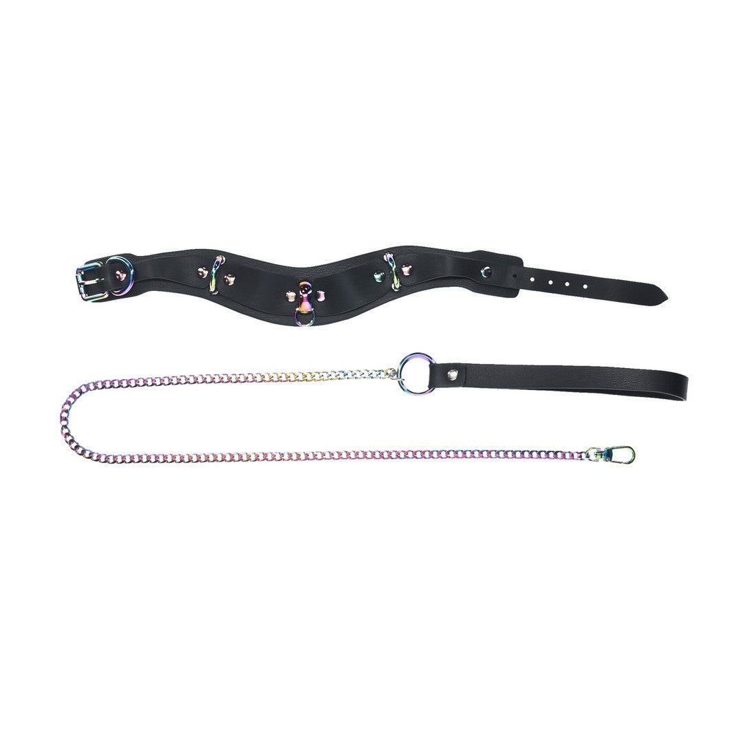 Halsband Venice mit Leine Schwarz