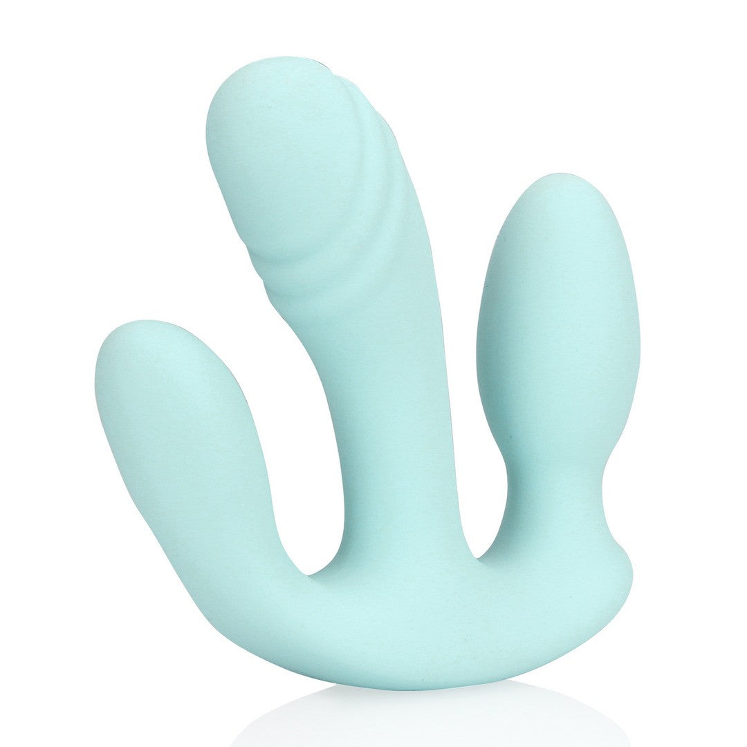 Vibrator 3-in-1 aus Flüssigsilikon Blau 11,4 x Ø 3,9 cm