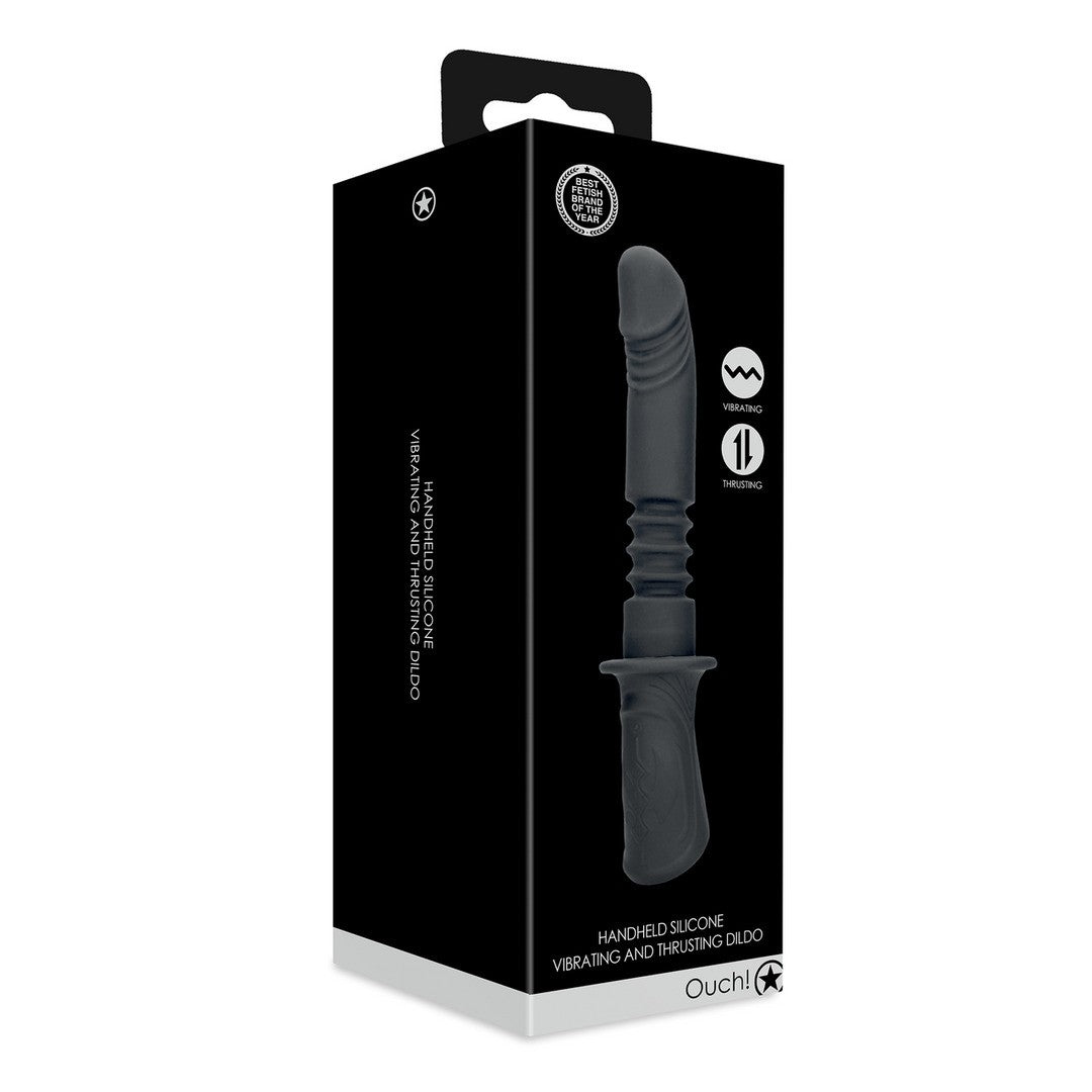 Sexmaschine für die Hand mit Vibration und Stoßfunktion Schwarz