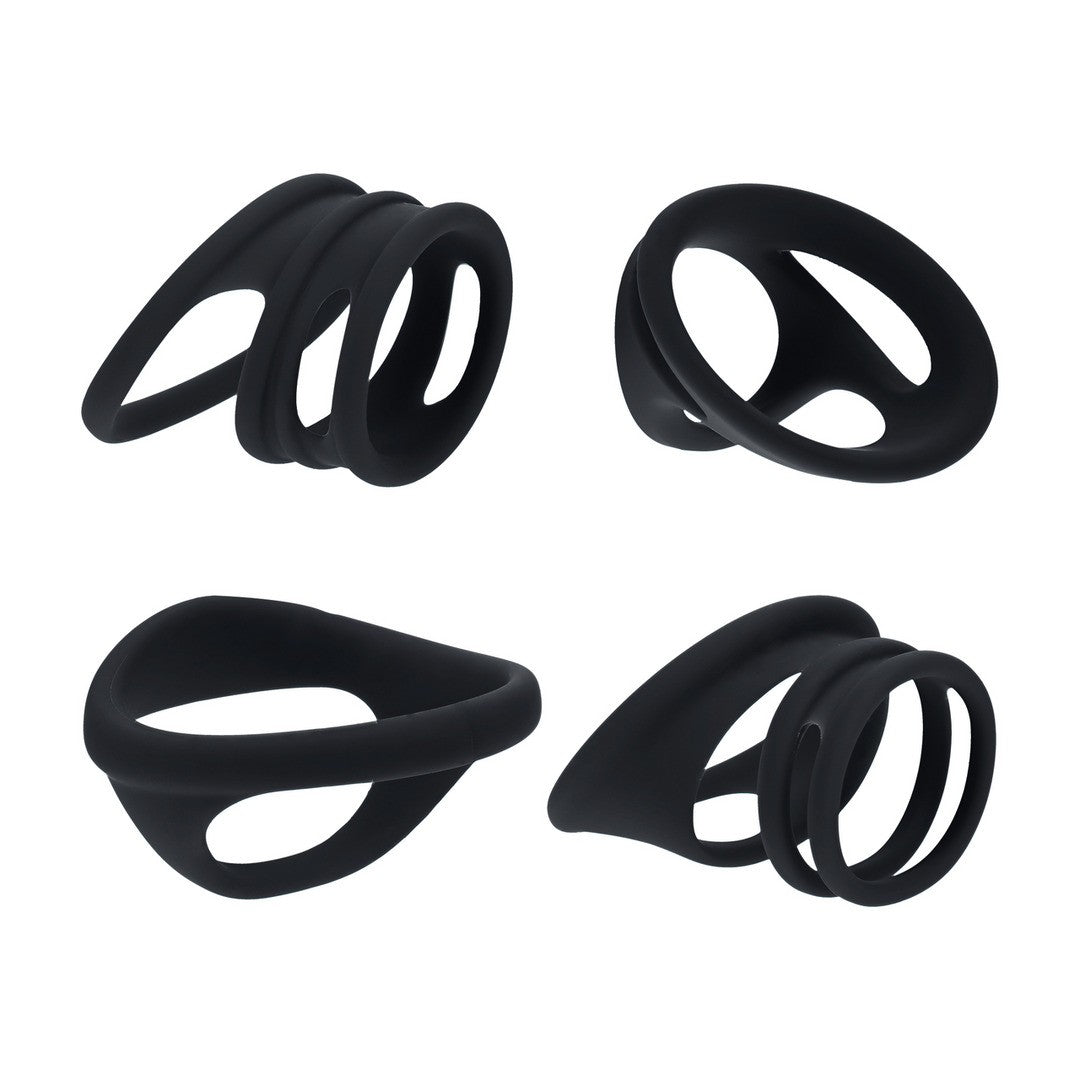 Hodenring-Set aus Silikon 4-teilig Schwarz