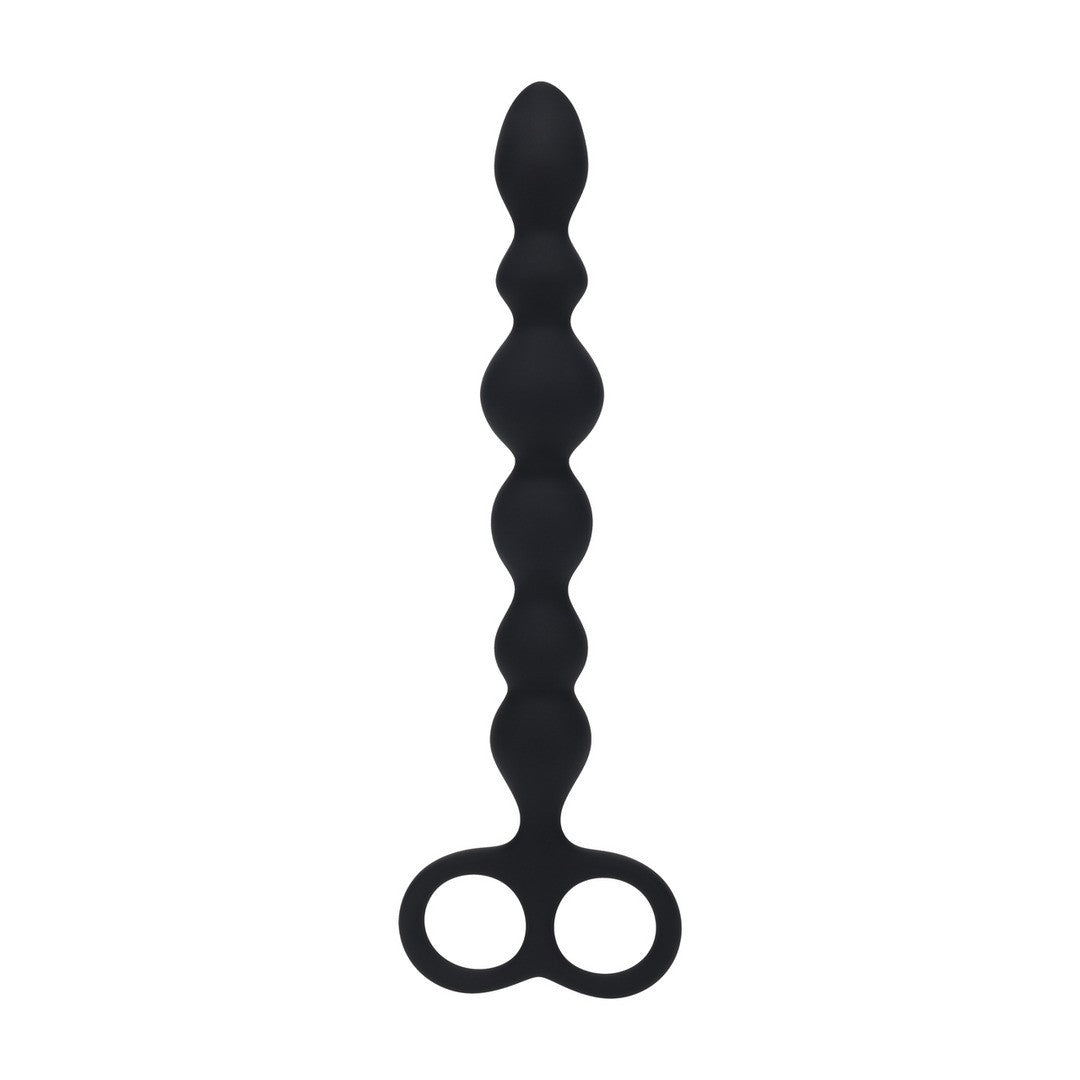 Analplug Snake aus Silikon mit Perlen und Schlaufe Schwarz Modell 2