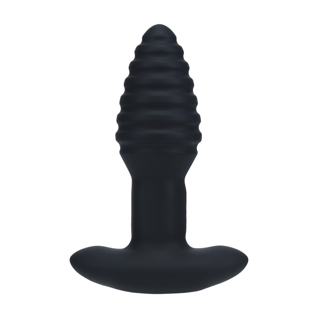 Analvibrator aus Silikon gerippt mit Rotation und Fernbedienung Schwarz