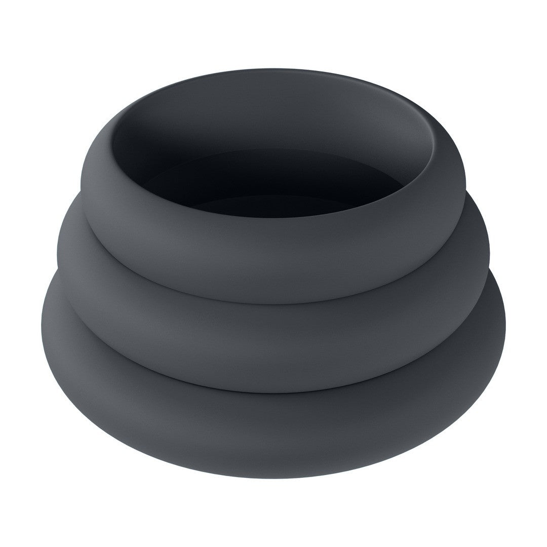 Penisring-Set Wide O aus Silikon 3-teilig Schwarz S/M/L