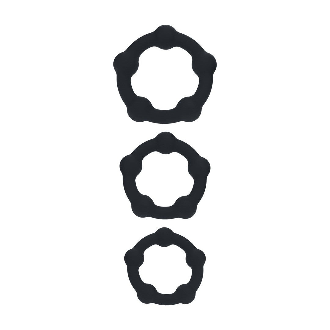 Penisring-Set mit Perlen aus Silikon 3-teilig Schwarz S/M/L