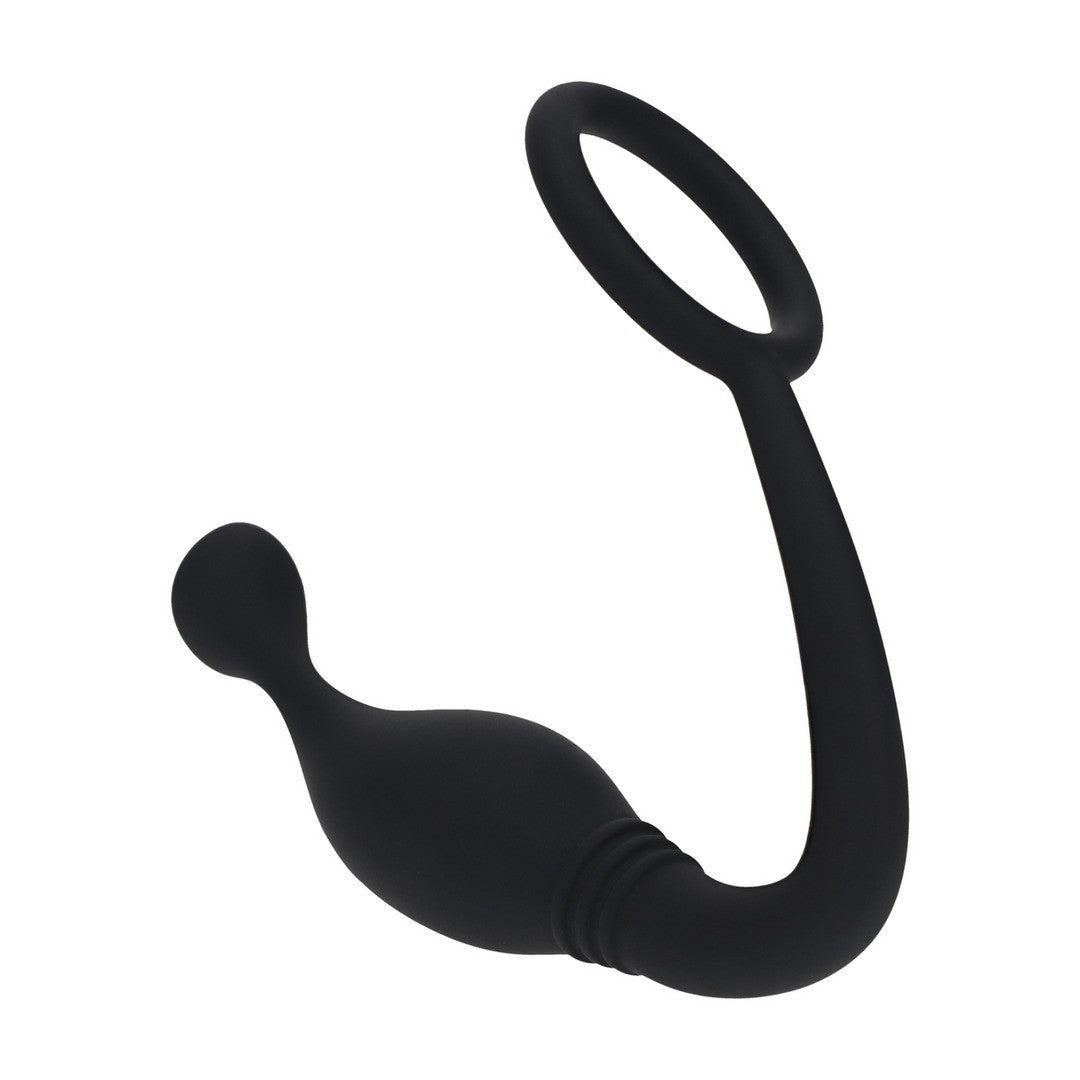 Prostata-Stimulator mit Silikonring Schwarz L