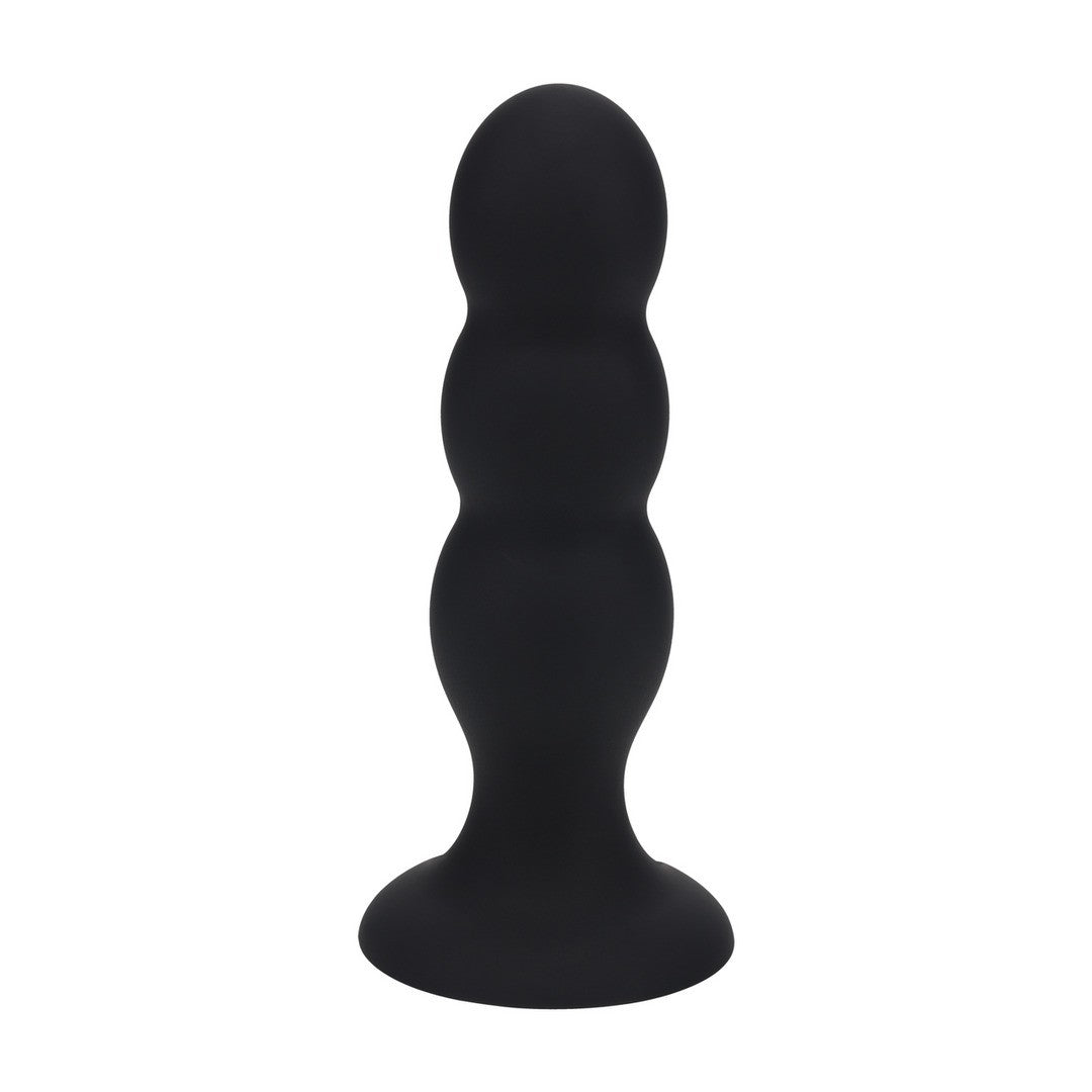 Analplug aus Flüssigsilikon mit drei Rasselkugeln Schwarz L