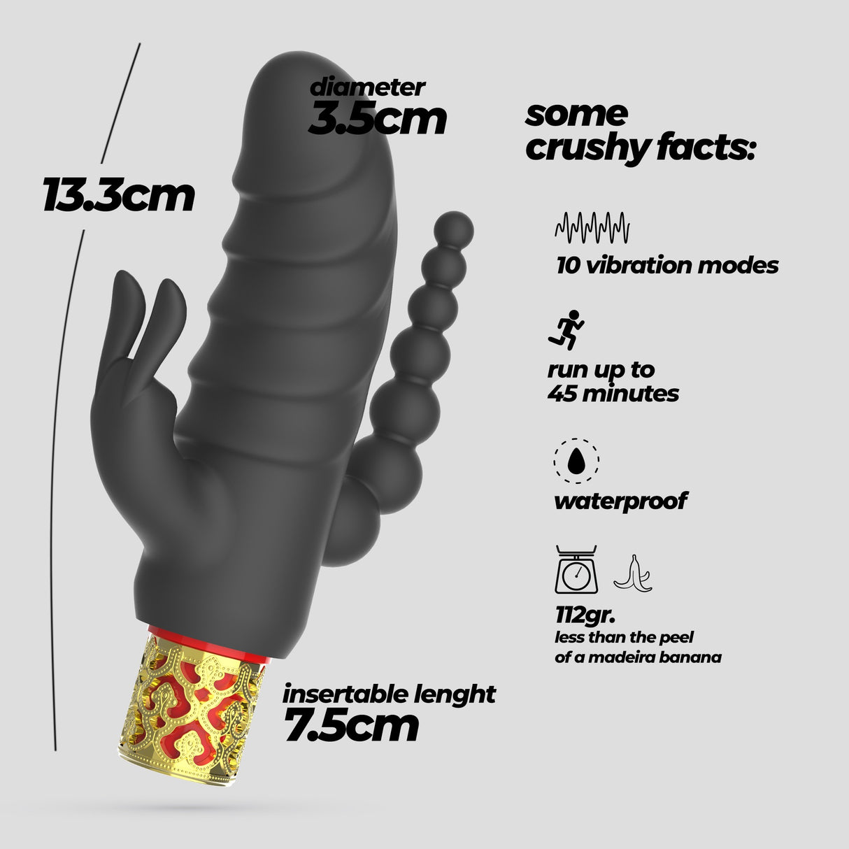 Vibrator Romanov mit abnehmbarer Silikonhülle Schwarz