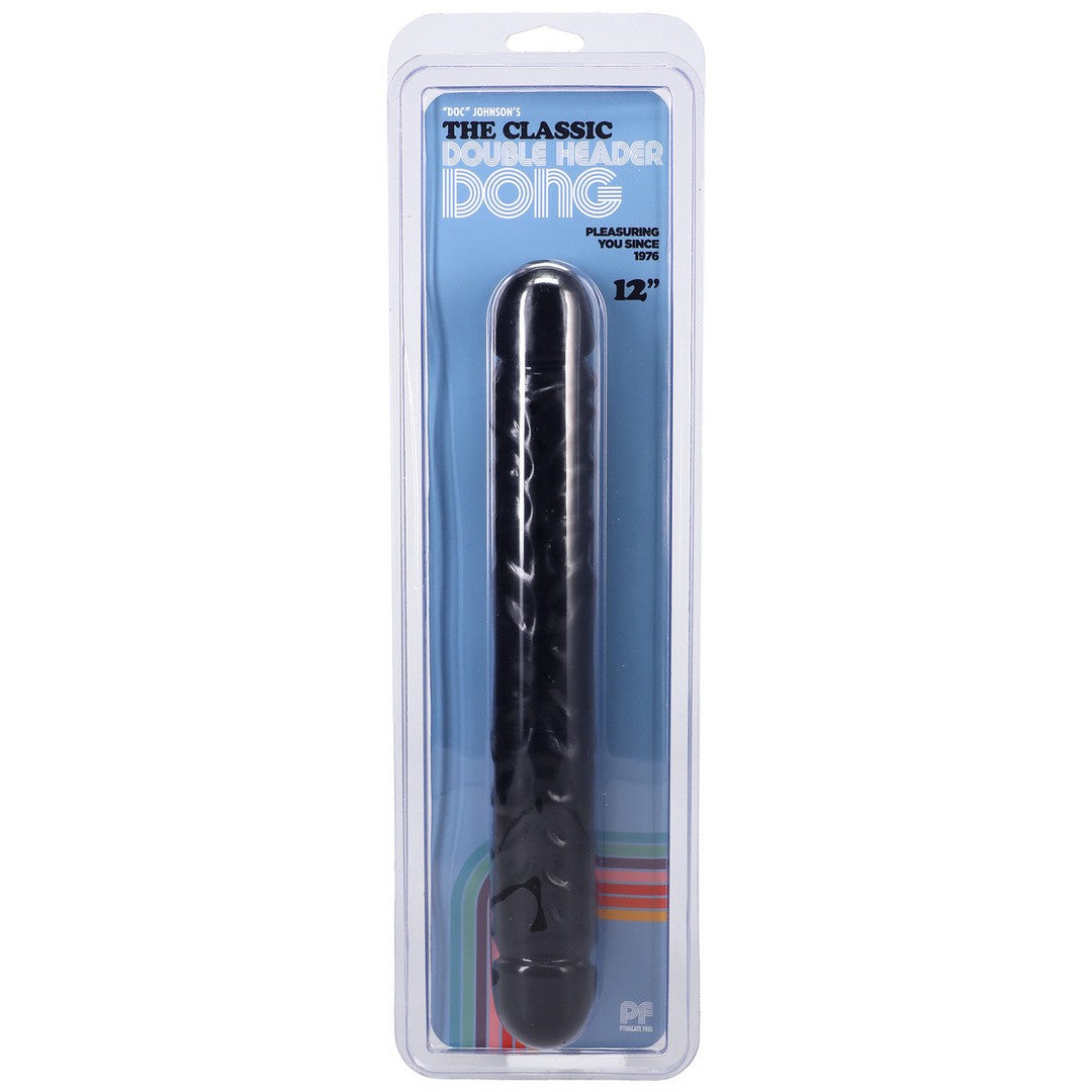 Doppeldildo geädert Schwarz 30,5 cm