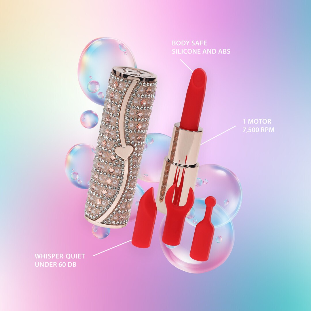 Lippenstift-Vibrator Tiffany mit 4 Aufsätzen Rosa
