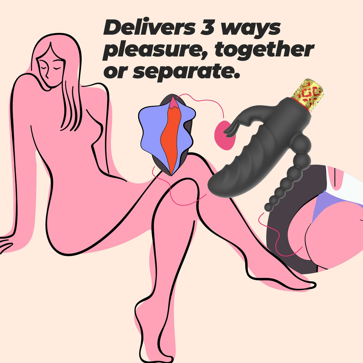 Vibrator Romanov mit abnehmbarer Silikonhülle Schwarz