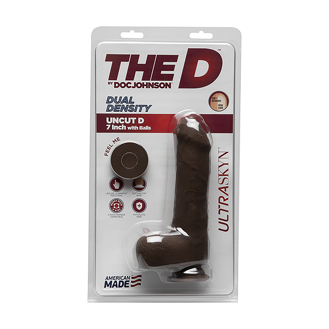 Dildo Uncut D realistisch mit Hoden Braun 14,2 x Ø 4,1 cm
