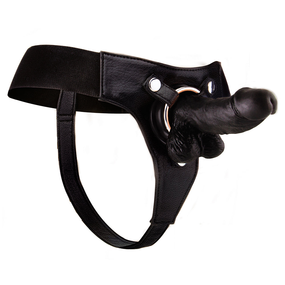 Strap-on realistisch aus Leder Schwarz 15 cm