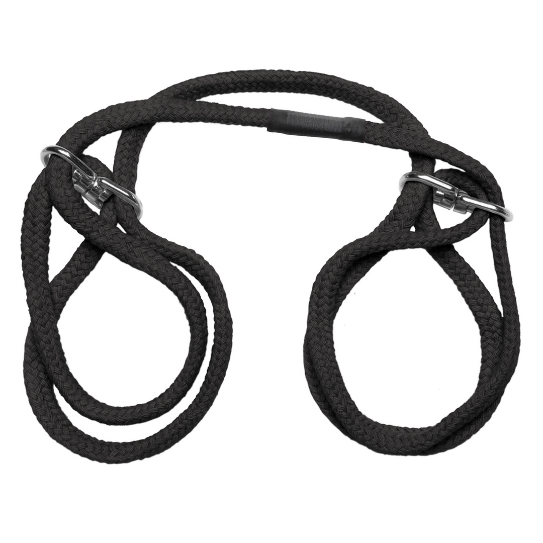 Fesselset Baumwolle für Hand- oder Fußgelenke Schwarz 160 x Ø 2,5 cm