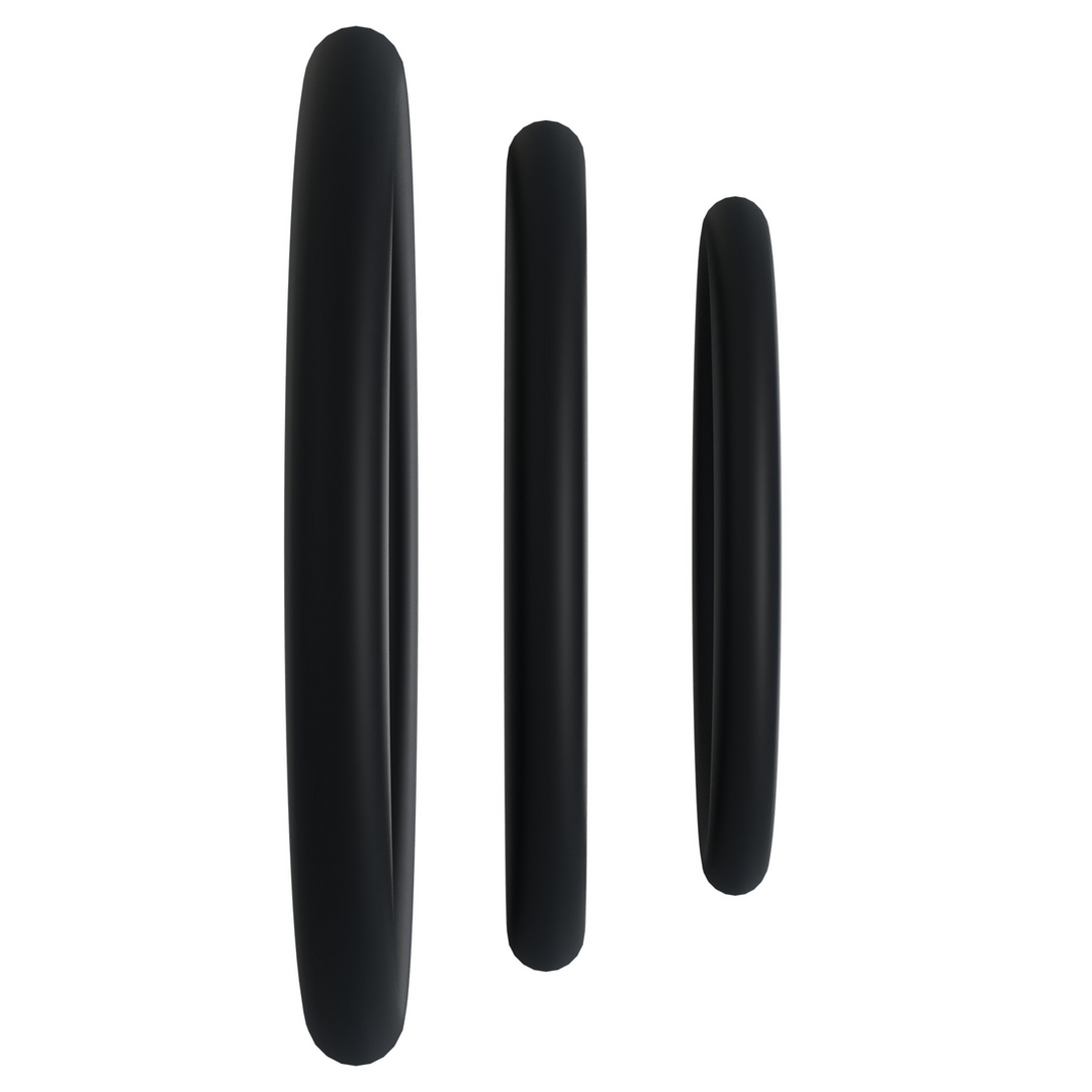 Penisring-Set Gummi 3er-Pack Schwarz 5,1 x Ø 5,1 cm
