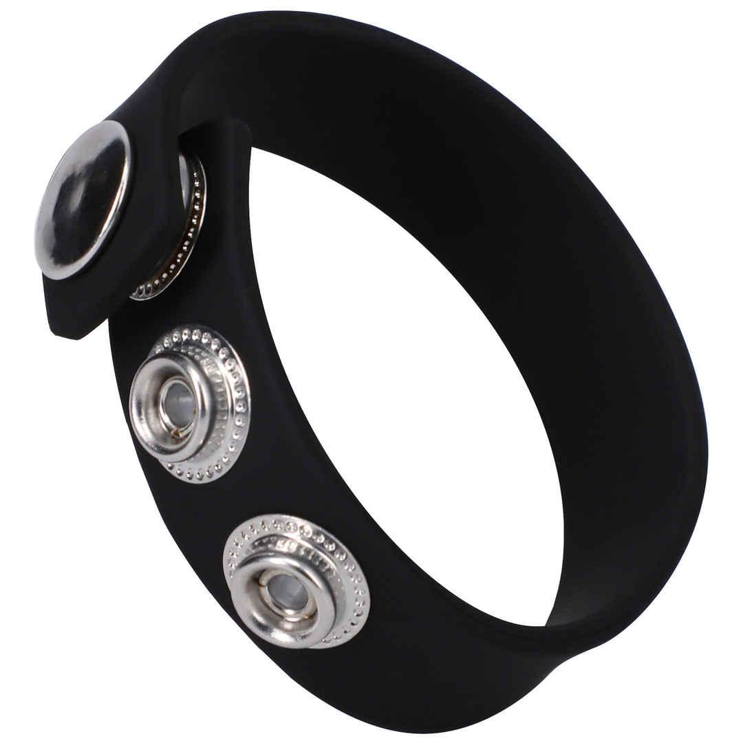 Penisring Silikon mit 3 Druckknöpfen Schwarz 6,8 x Ø 6,8 cm
